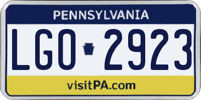 PA license plate LGO2923