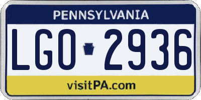 PA license plate LGO2936