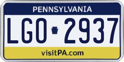 PA license plate LGO2937