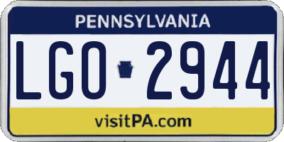PA license plate LGO2944