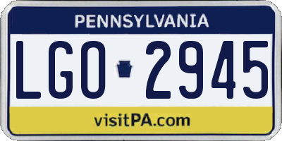 PA license plate LGO2945