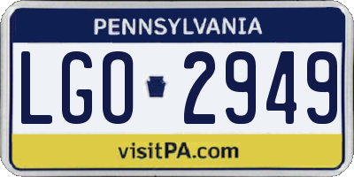 PA license plate LGO2949