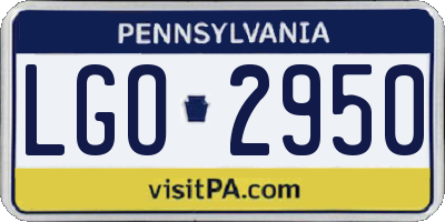 PA license plate LGO2950
