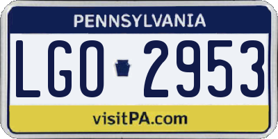 PA license plate LGO2953