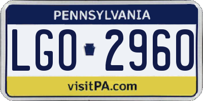 PA license plate LGO2960