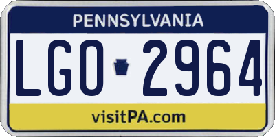 PA license plate LGO2964