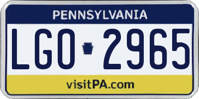 PA license plate LGO2965