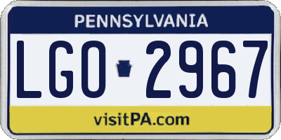 PA license plate LGO2967