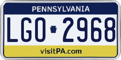PA license plate LGO2968
