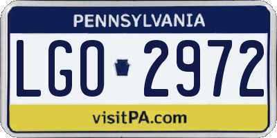 PA license plate LGO2972