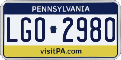 PA license plate LGO2980