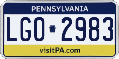 PA license plate LGO2983