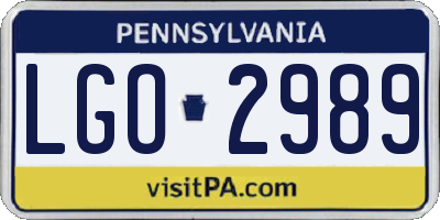 PA license plate LGO2989