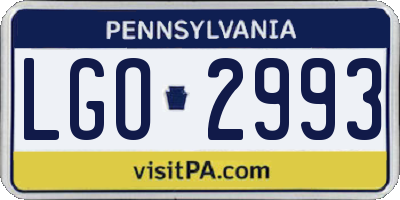 PA license plate LGO2993