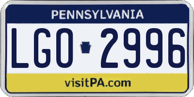 PA license plate LGO2996