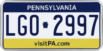 PA license plate LGO2997