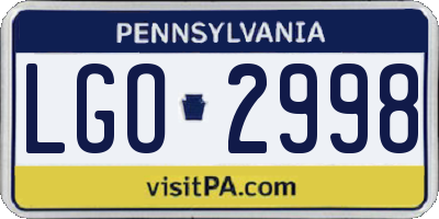 PA license plate LGO2998