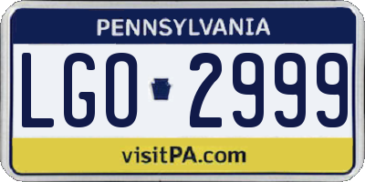 PA license plate LGO2999