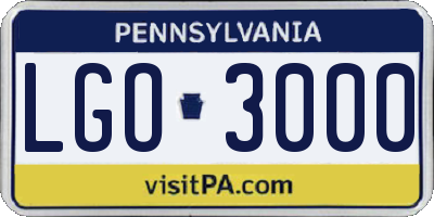 PA license plate LGO3000