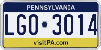 PA license plate LGO3014