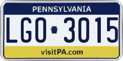 PA license plate LGO3015