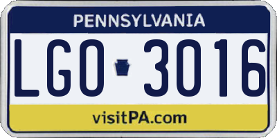 PA license plate LGO3016
