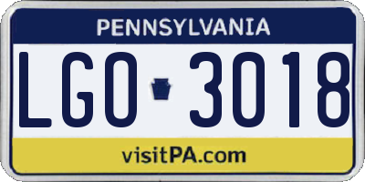 PA license plate LGO3018
