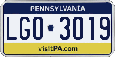 PA license plate LGO3019