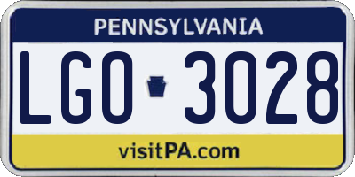 PA license plate LGO3028