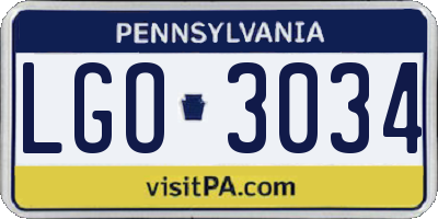 PA license plate LGO3034