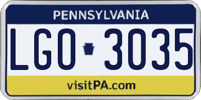 PA license plate LGO3035