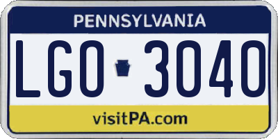 PA license plate LGO3040