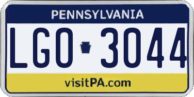 PA license plate LGO3044