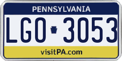 PA license plate LGO3053
