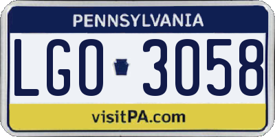 PA license plate LGO3058