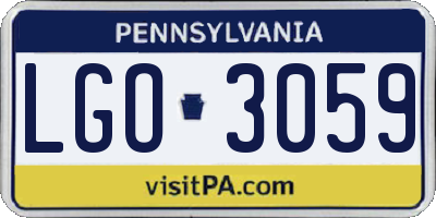 PA license plate LGO3059