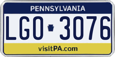 PA license plate LGO3076