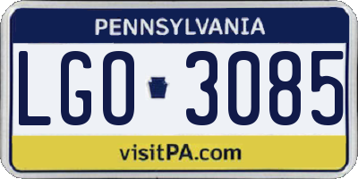 PA license plate LGO3085
