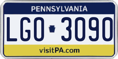 PA license plate LGO3090