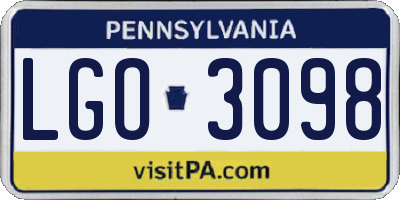PA license plate LGO3098