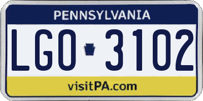 PA license plate LGO3102