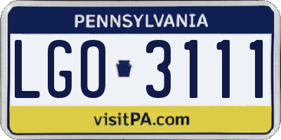 PA license plate LGO3111