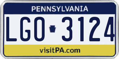 PA license plate LGO3124
