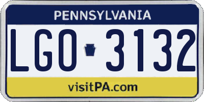 PA license plate LGO3132