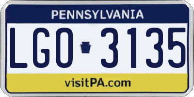 PA license plate LGO3135