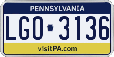 PA license plate LGO3136