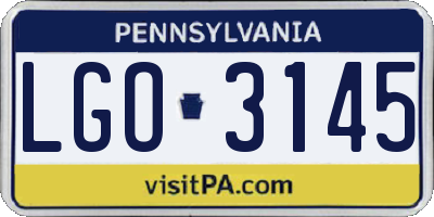 PA license plate LGO3145