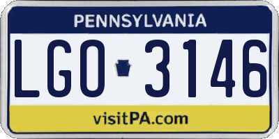 PA license plate LGO3146