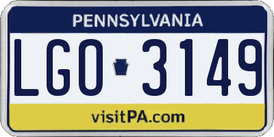 PA license plate LGO3149
