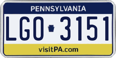 PA license plate LGO3151